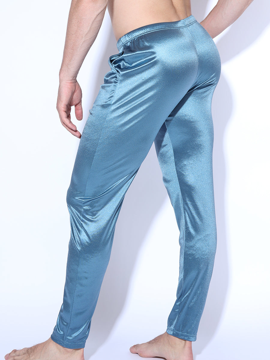 men's blue satin sleep pants - Body Aware