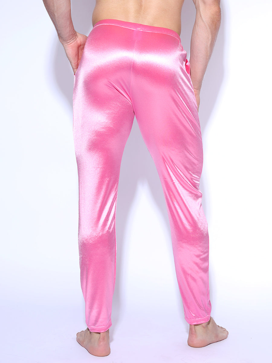 men's pink satin sleep pants - Body Aware