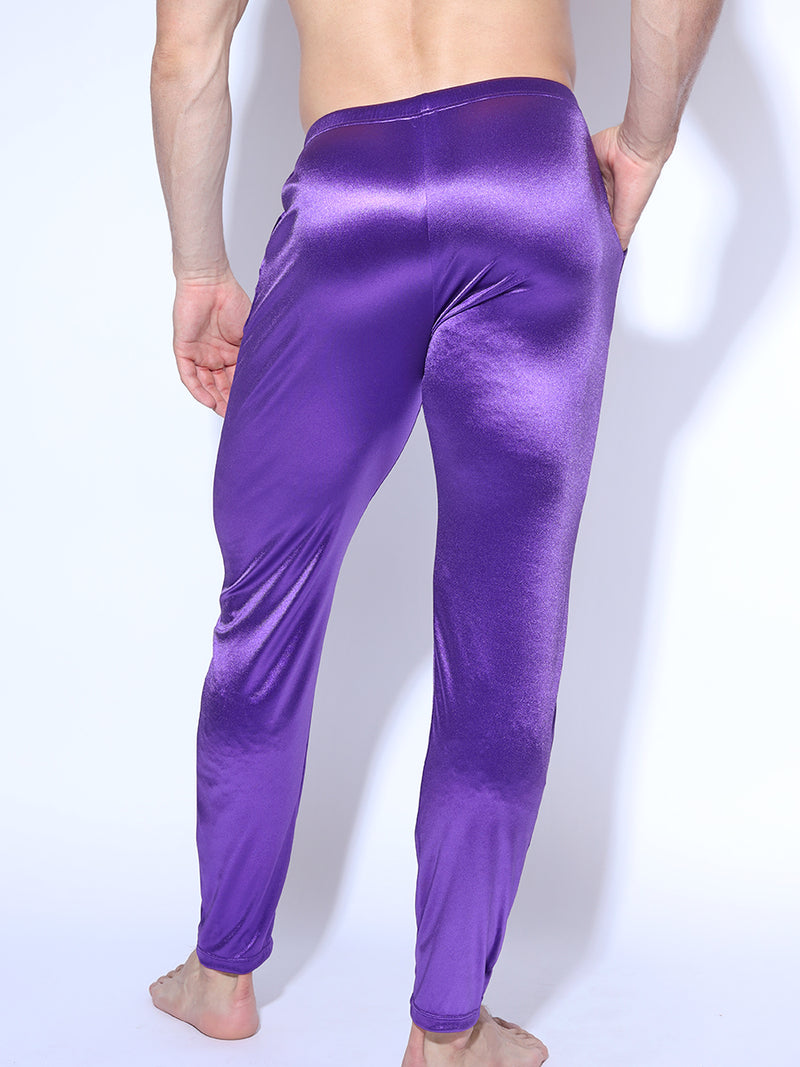 men's purple satin sleep pants - Body Aware