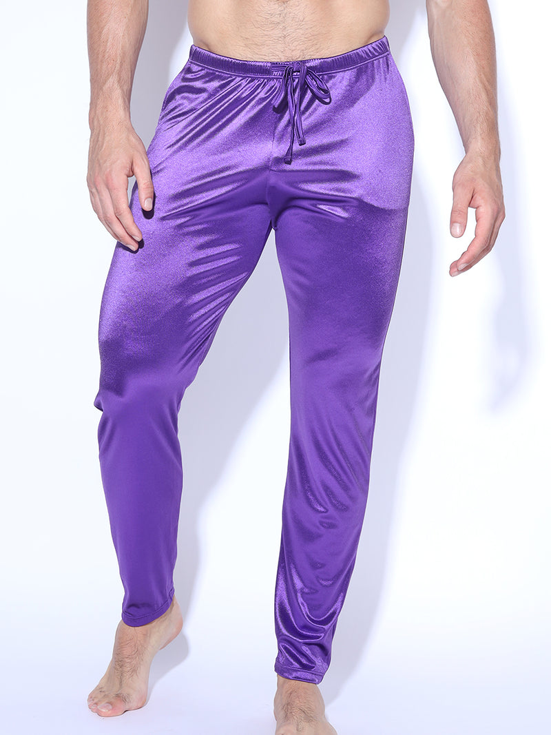 men's purple satin sleep pants - Body Aware