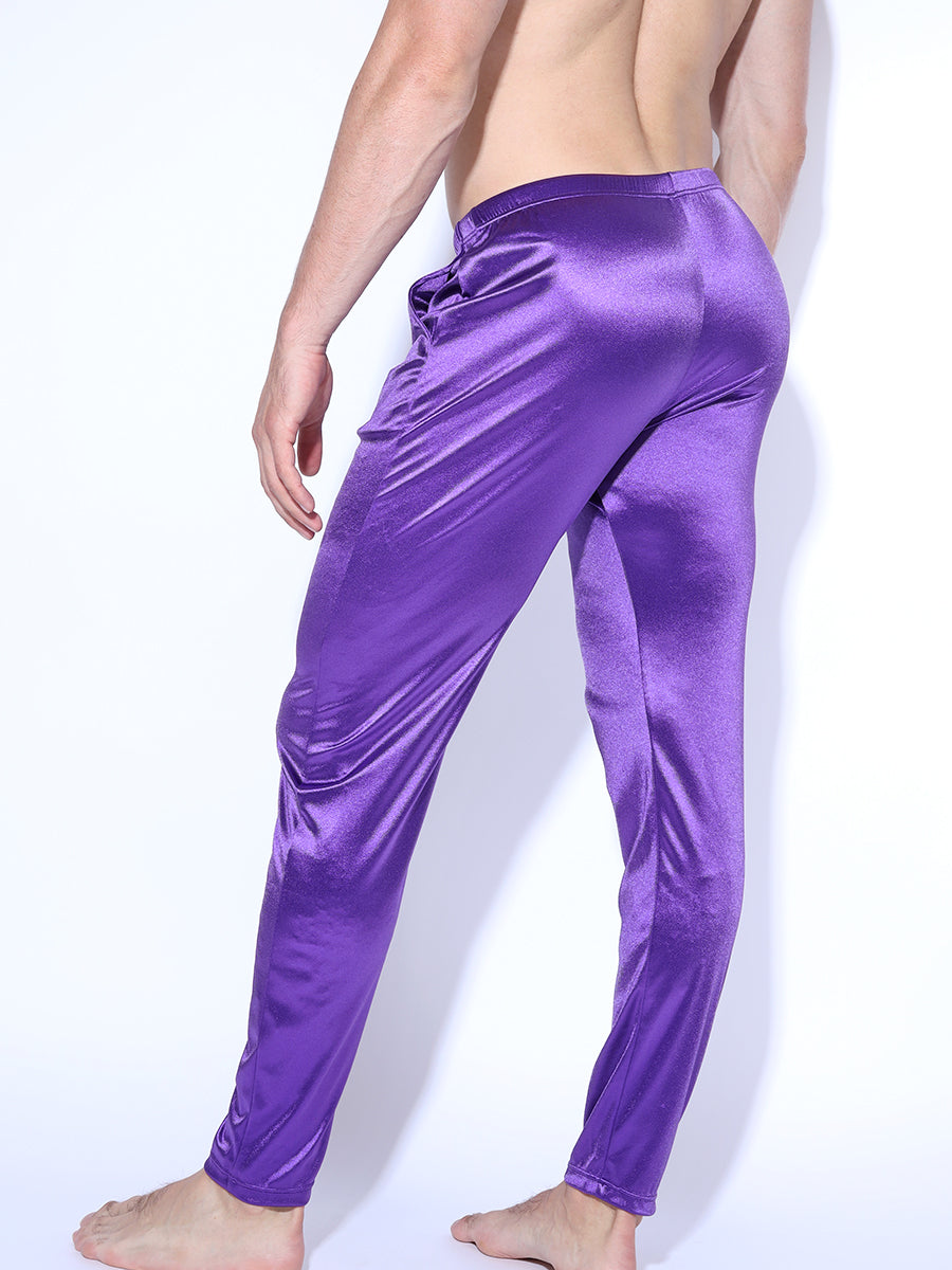 men's purple satin sleep pants - Body Aware