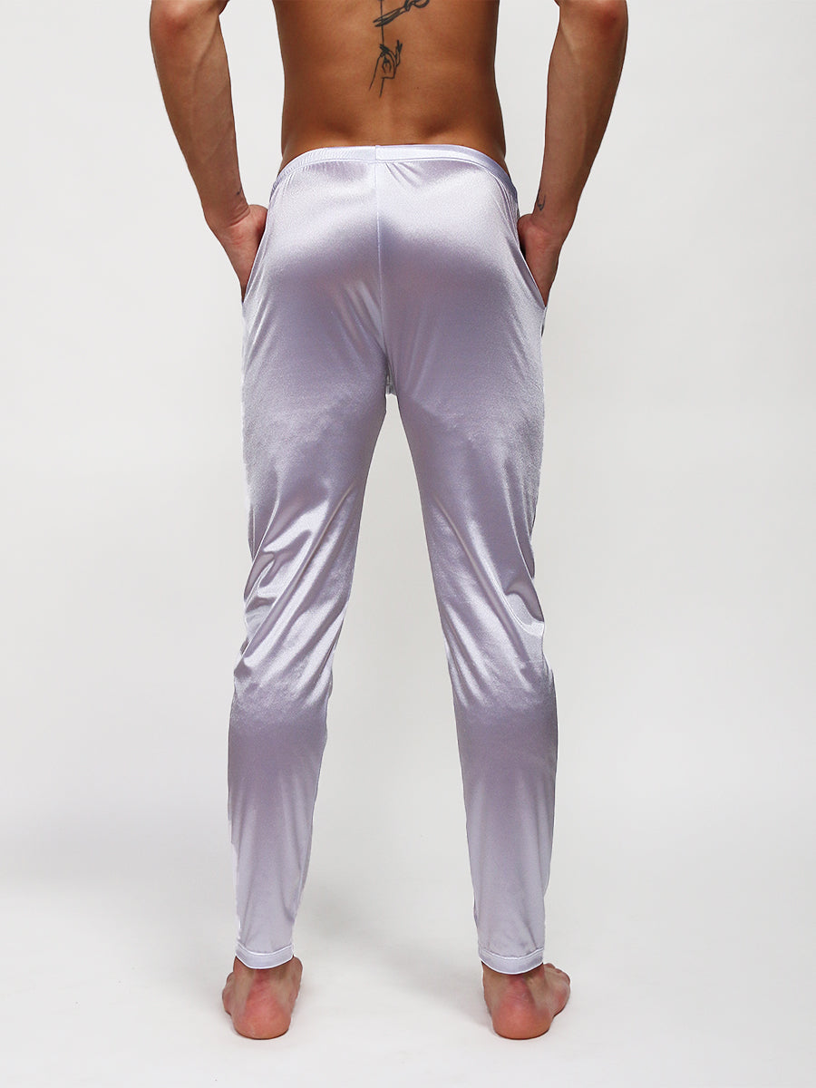 men's white satin sleep pants - Body Aware