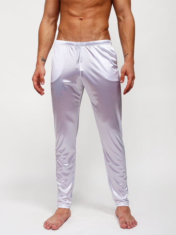 men's white satin sleep pants - Body Aware