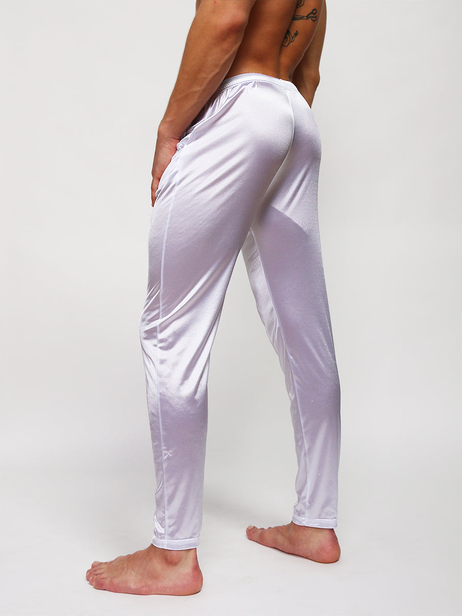 Men's White Satin Sleep Pants Satin Sleepwear For Men Body Aware