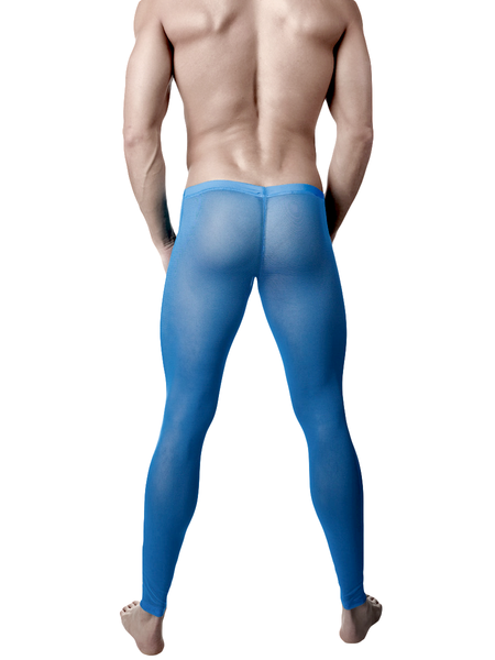 Men's blue see through mesh leggings