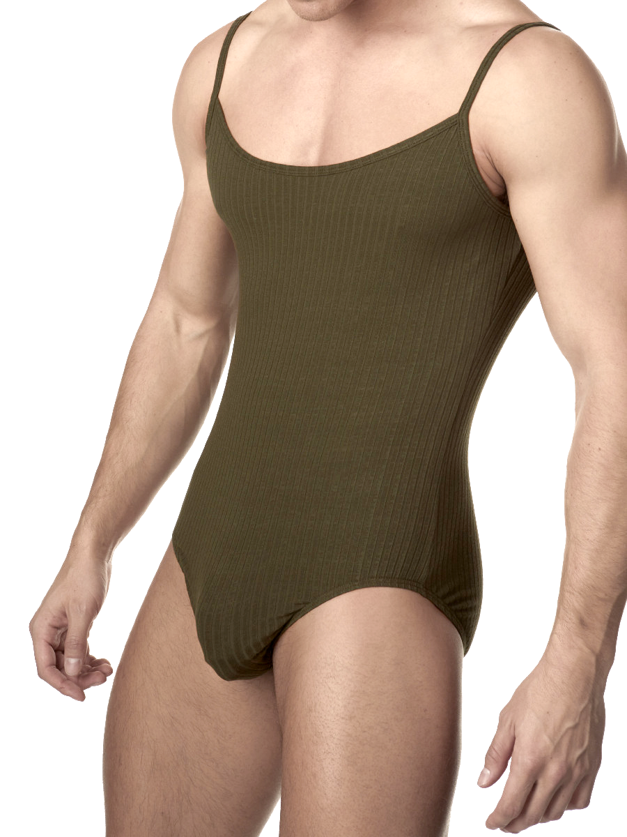 Men's green ribbed bodysuit