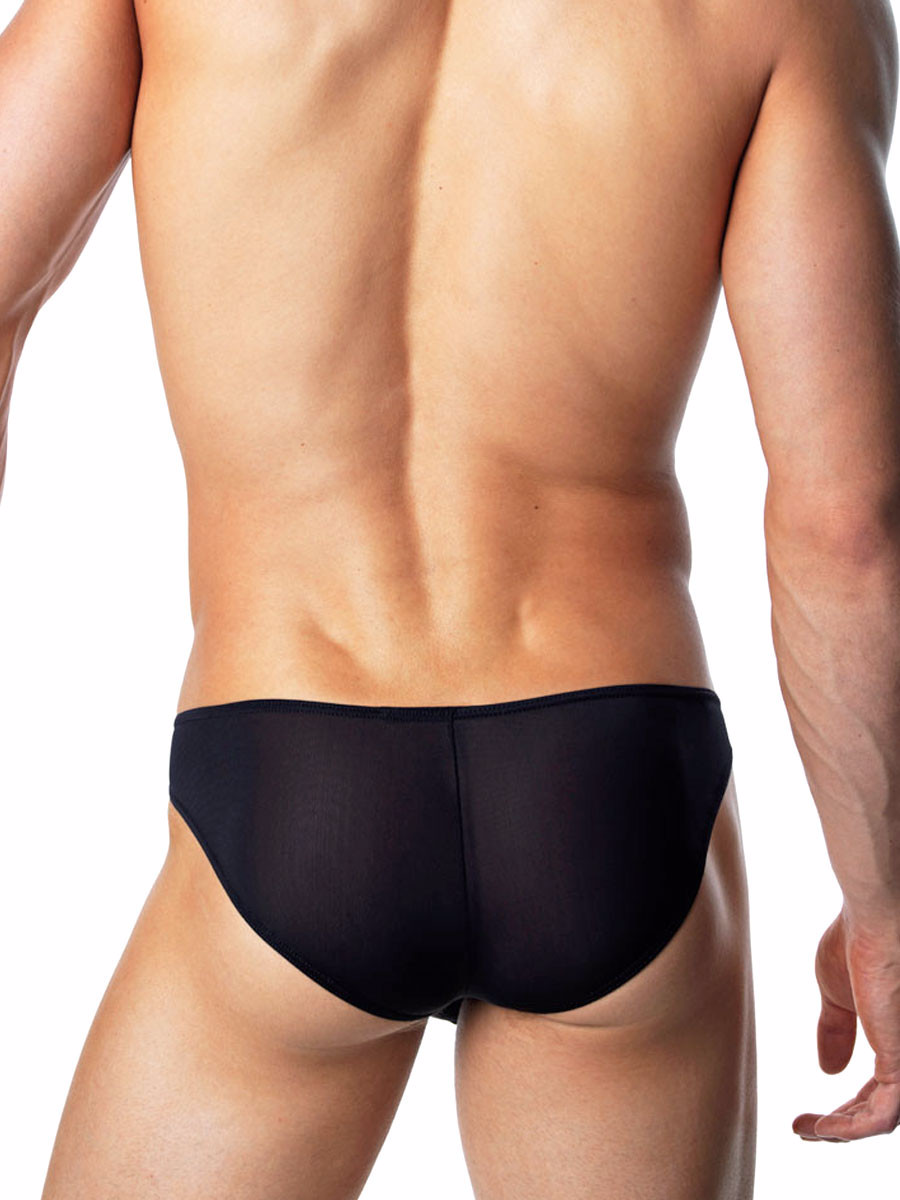 men's black mesh see-through bikini briefs
