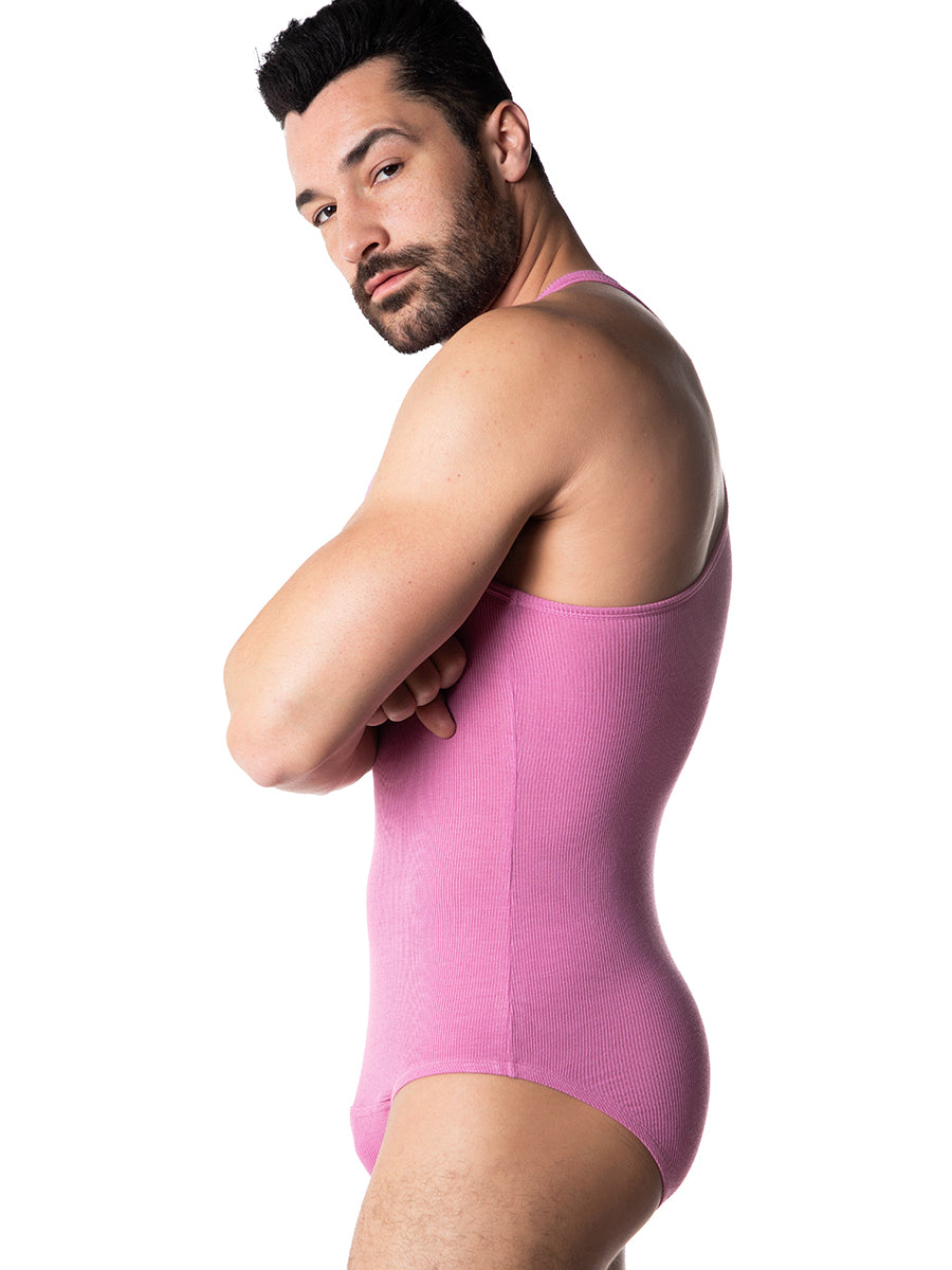 men's pink ribbed bodysuit - Body Aware