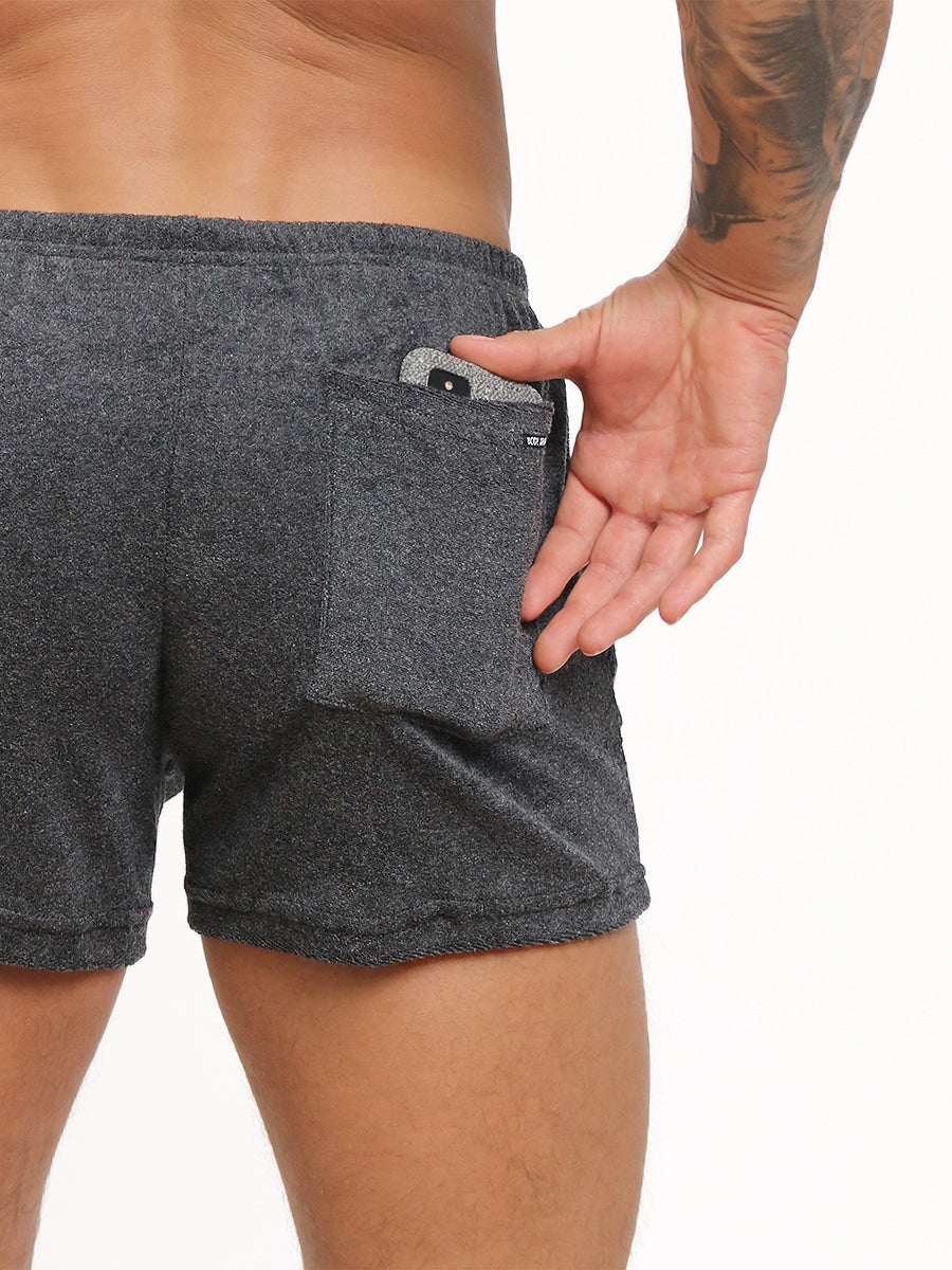 men's grey terry cloth shorts - Body Aware