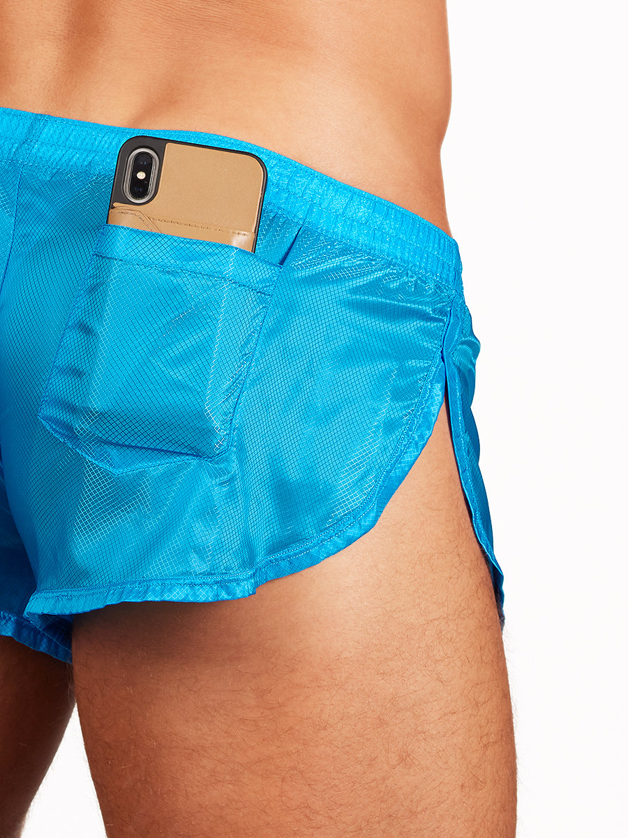 men's blue nylon track shorts - Body Aware
