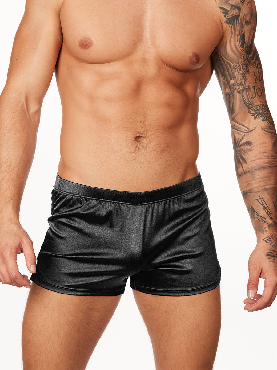 satin black shorts