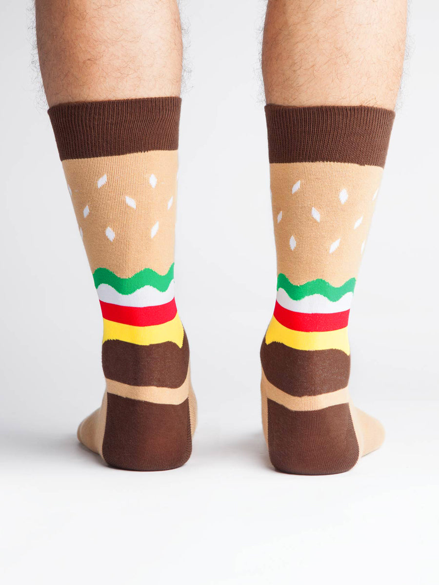Men's colorful hamburger cheeseburger patterned happy socks