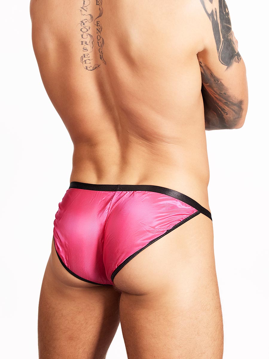 men's pink nylon tanga - Body Aware