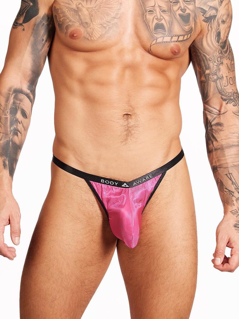 men's pink nylon thong - Body Aware