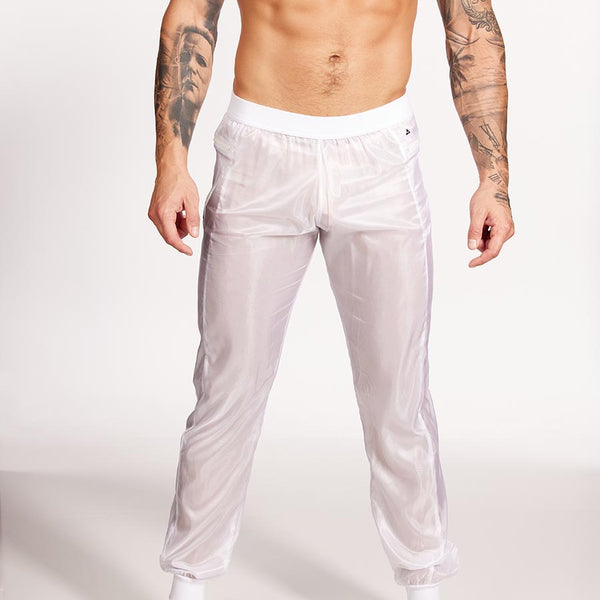 Men's White Nylon Pants - Athletic & Sportswear For Men - Body Aware