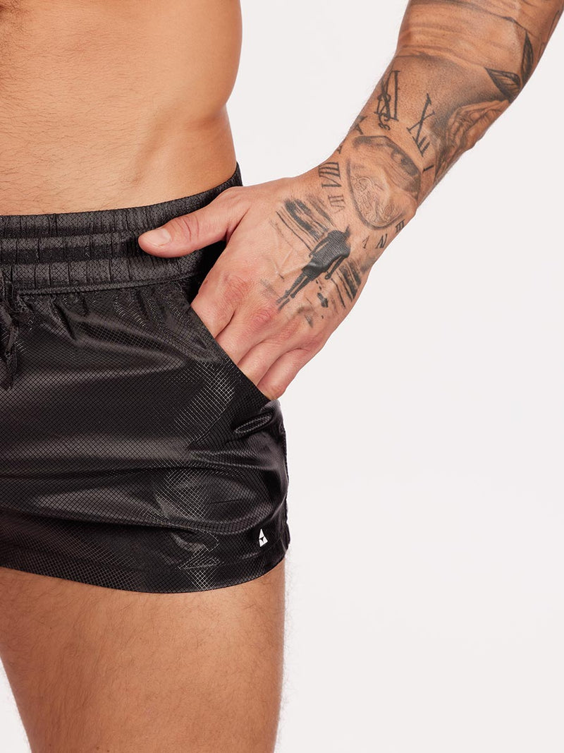 men's black nylon gym shorts - Body Aware