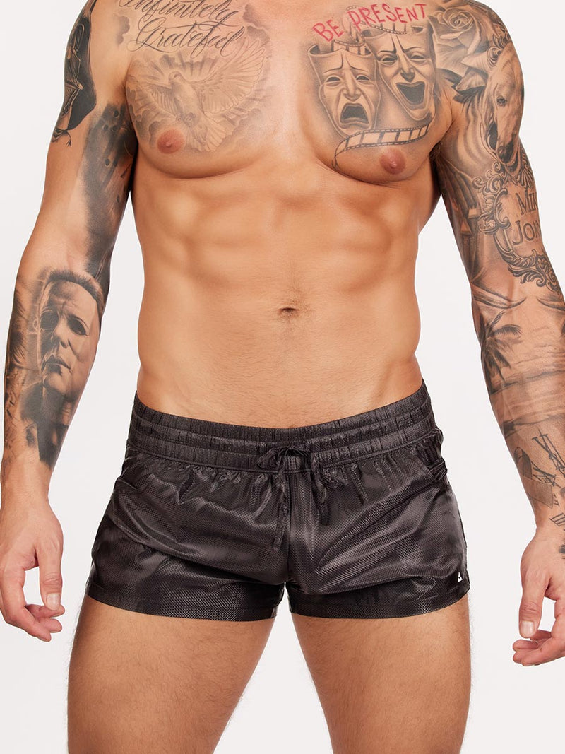 men's black nylon gym shorts - Body Aware