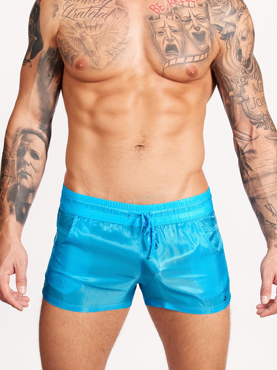 men's blue nylon gym shorts - Body Aware