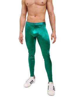 men's green satin leggings - Body Aware