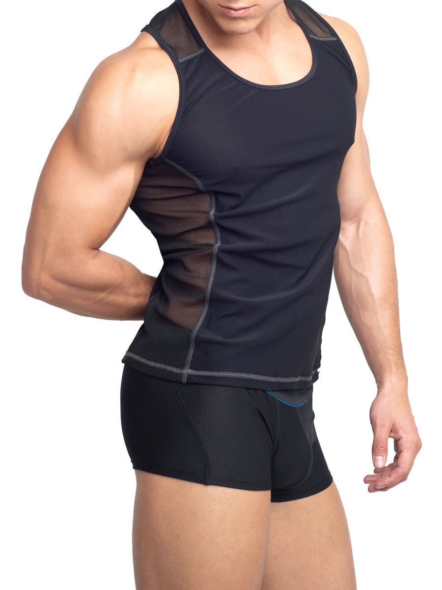 Men's Black Mesh Tank Top