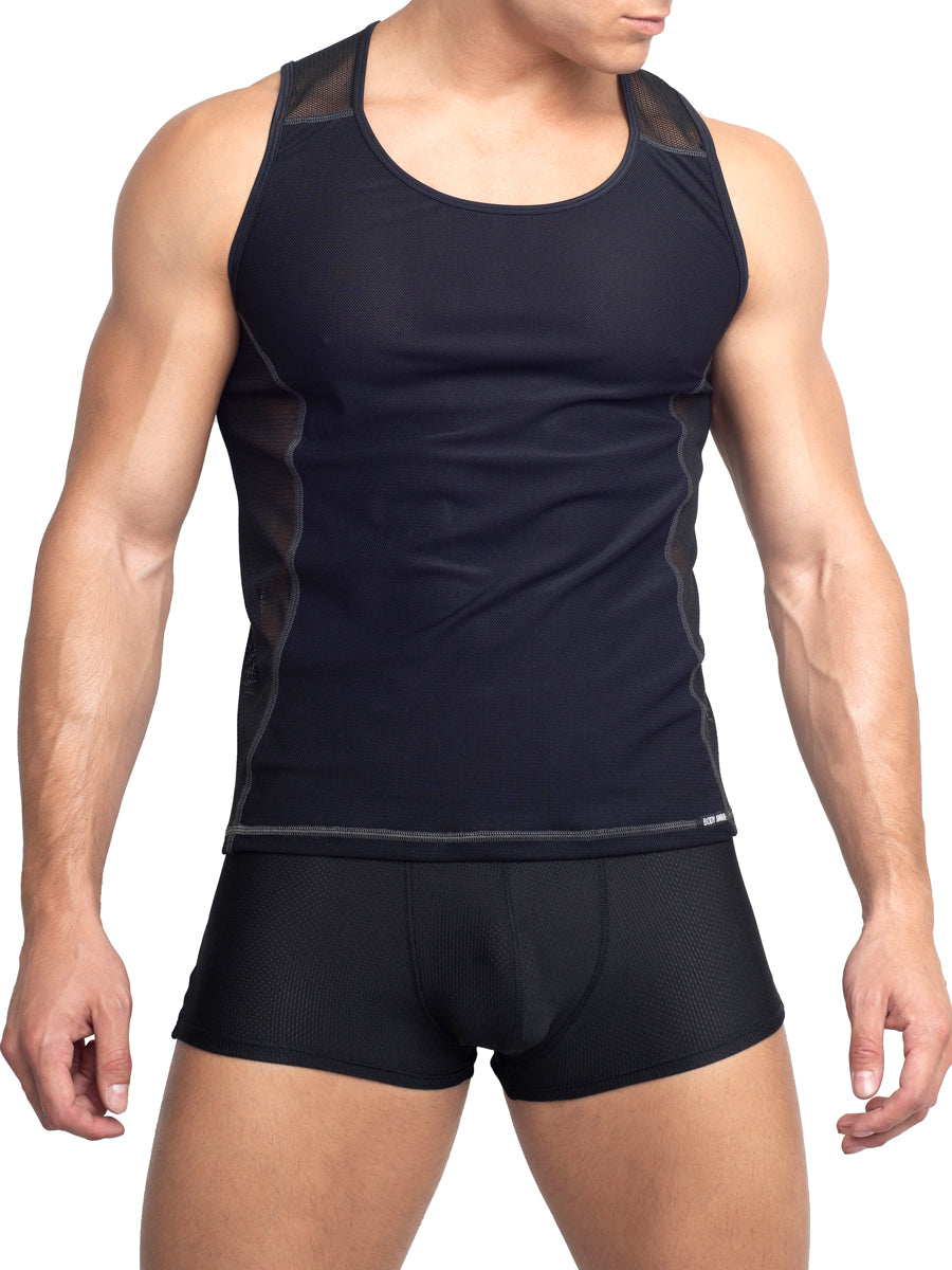 Men's Black Mesh Tank Top