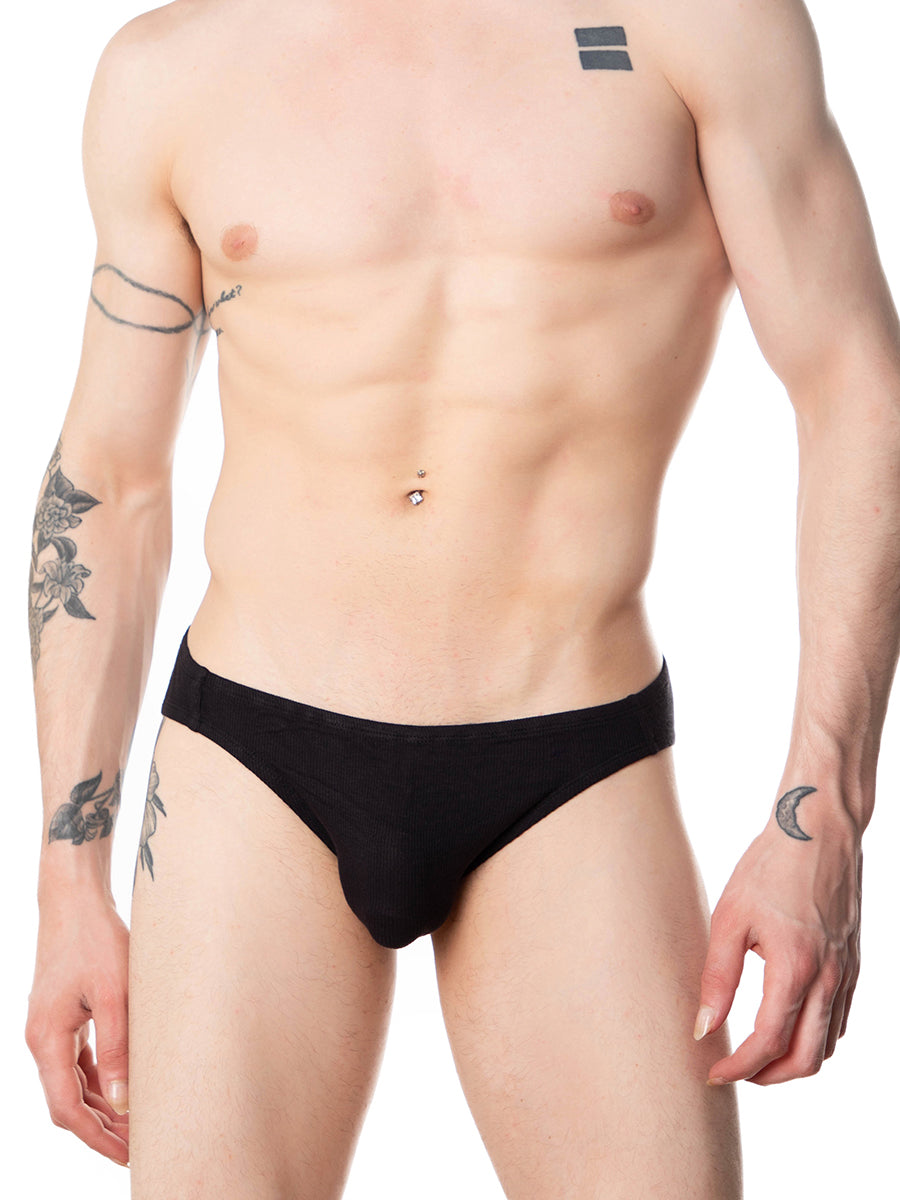 men's black ribbed bikini briefs - XDress