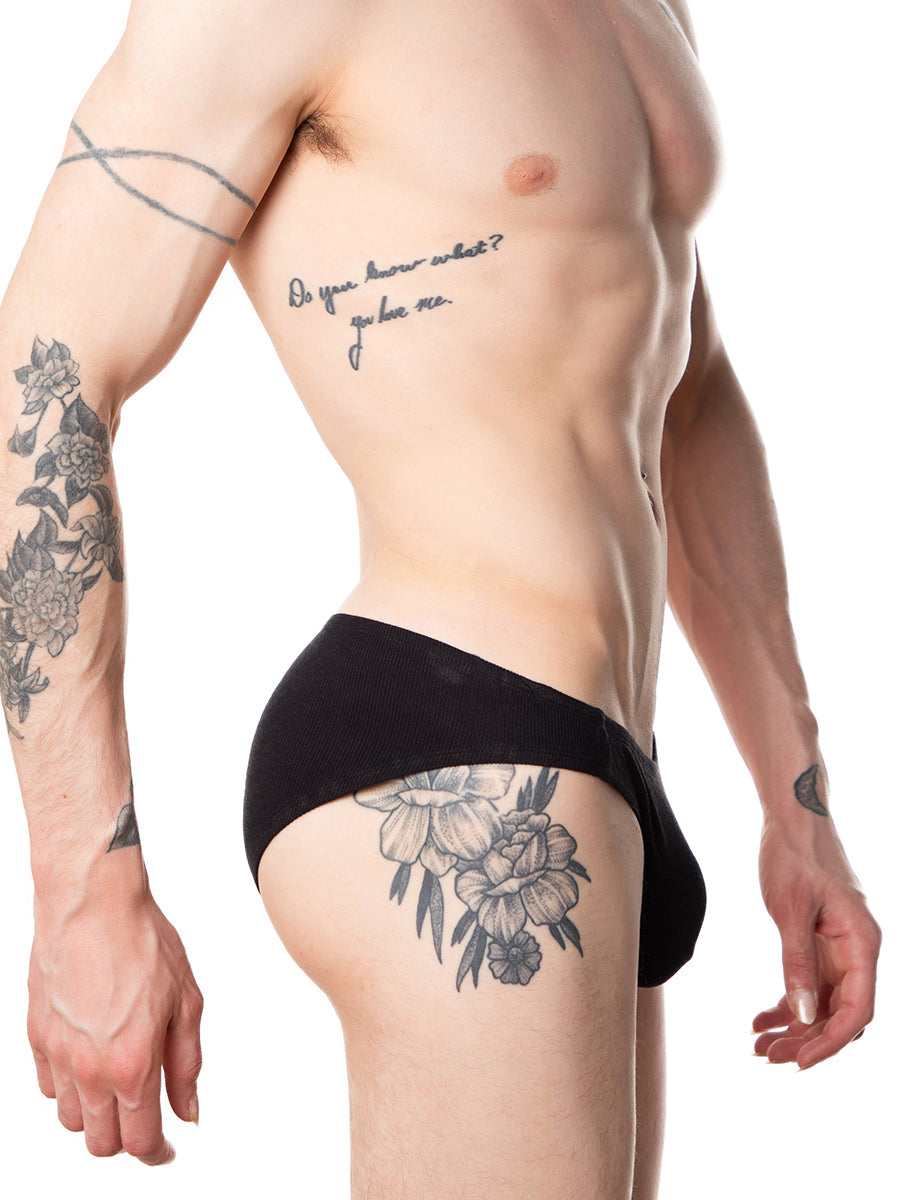 men's black ribbed bikini briefs - XDress