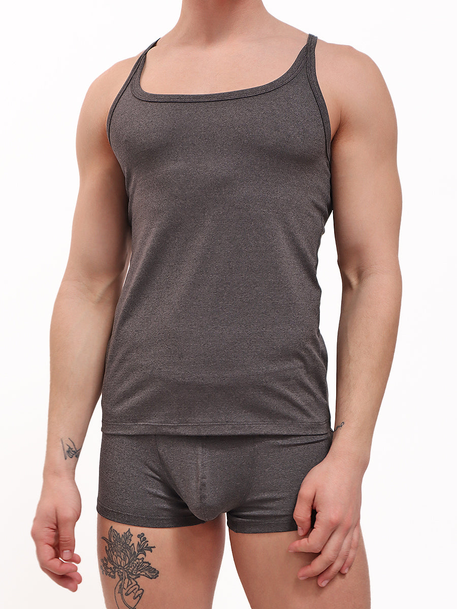 men's grey yoga tank top - Body Aware