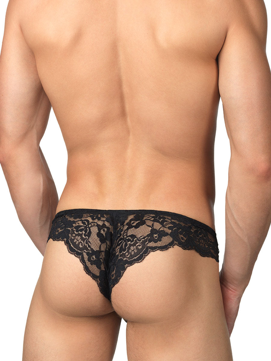 Men's black lace brief