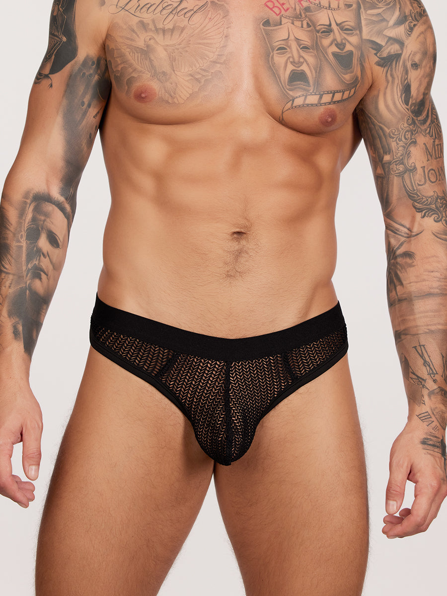 men's black mesh thong - Body Aware