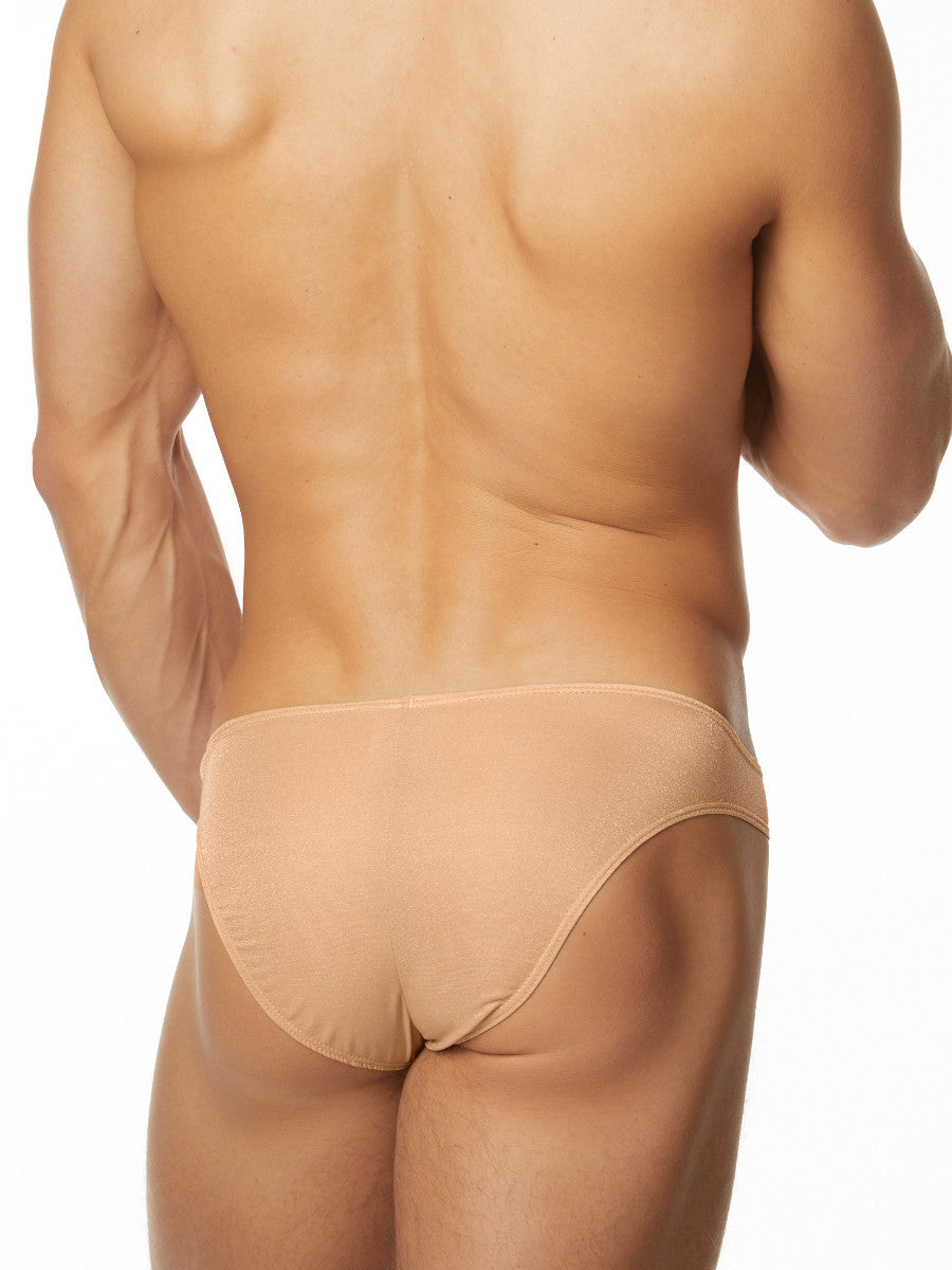 Men's nude satin bikini brief