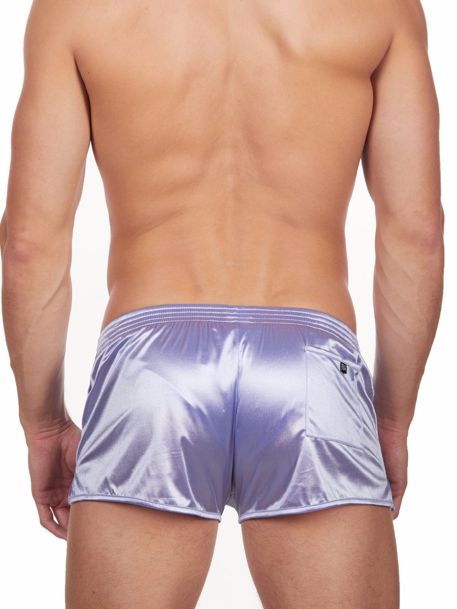 Men's purple satin gym shorts