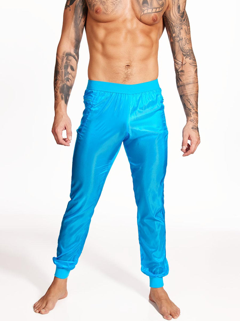 Men's Blue Nylon Pants - Sports & Athleticwear For Men - Body Aware