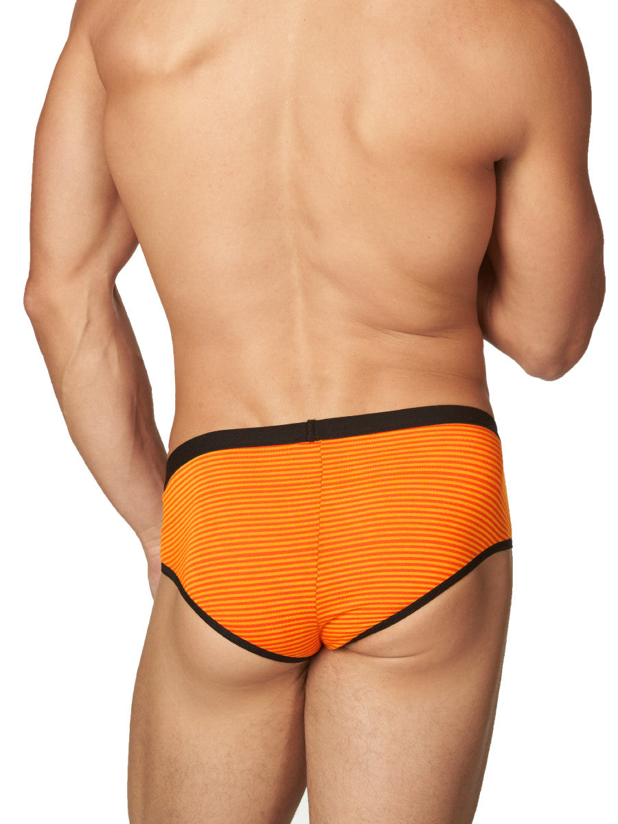 Men's orange and black striped brief