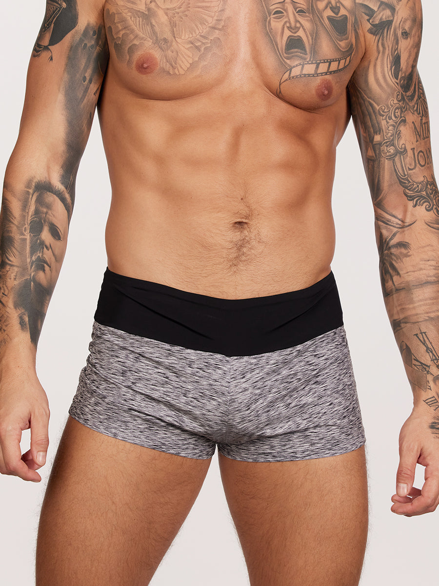 men's grey yoga shorts - Body Aware