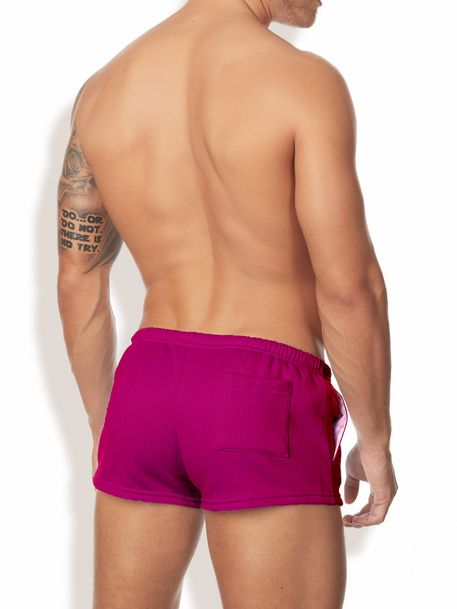 men's pink fleece shorts