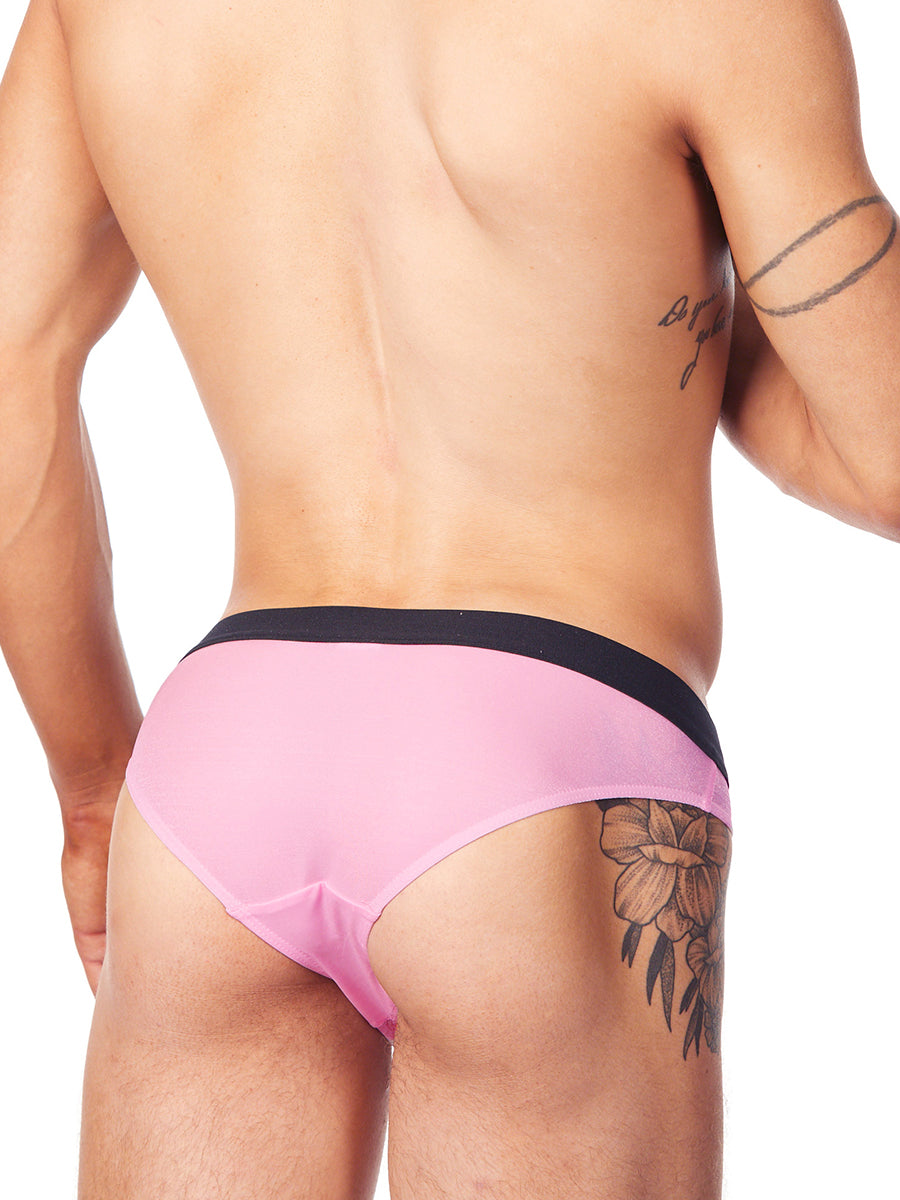 Men's pink satin bikini briefs